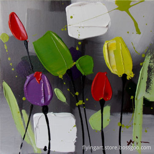 Oil painting on canvas of colorful design with nature wood stretcher, hook and screw